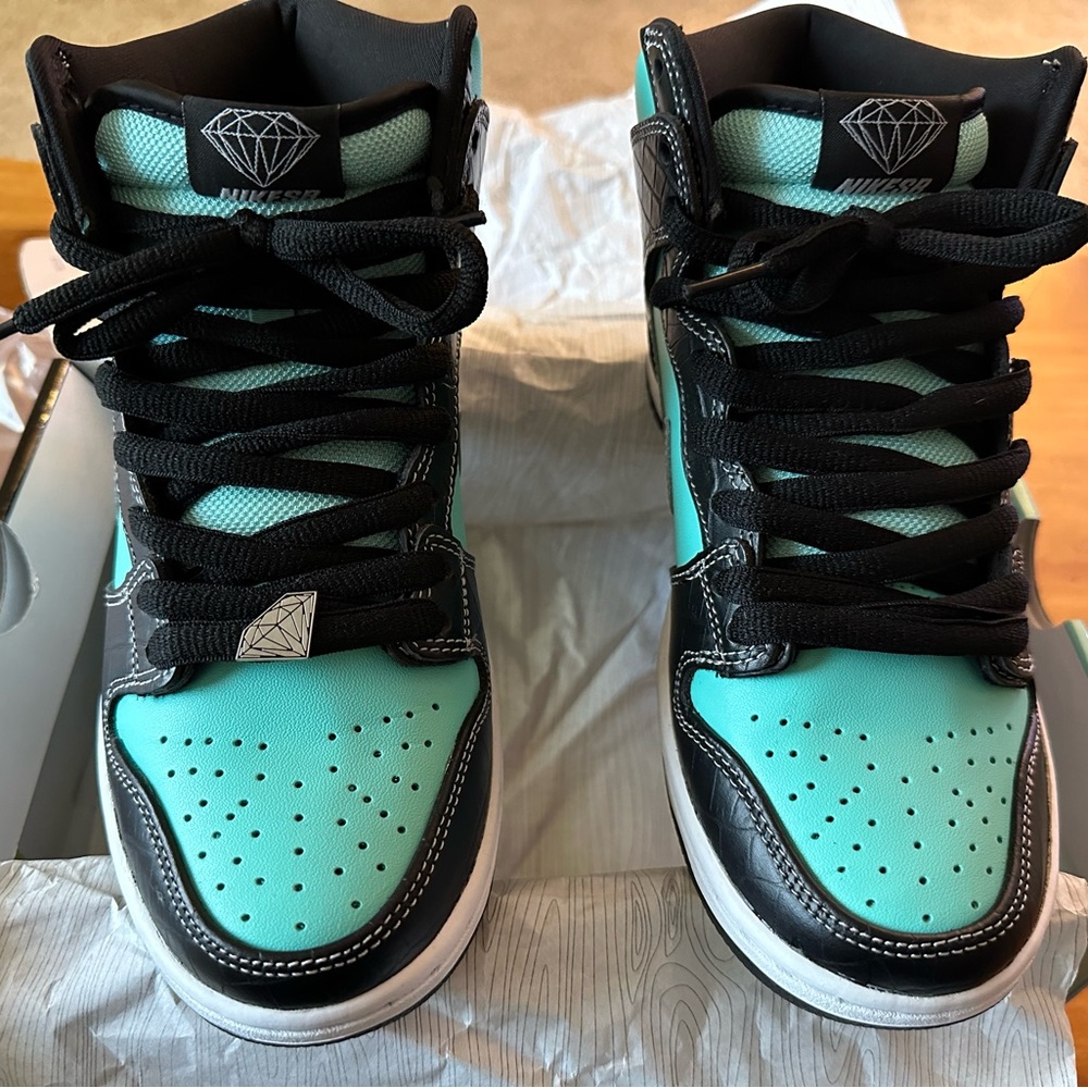 Nike Dunk High PRM SB ; Tiffany Dunk High Aqua/Chrome-Black Size 6 New